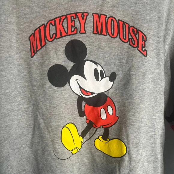 Disney Mickey Mouse Gray Crewneck Long Sleeve Pullover Mickey Sweater Sz LG - Picture 5 of 11